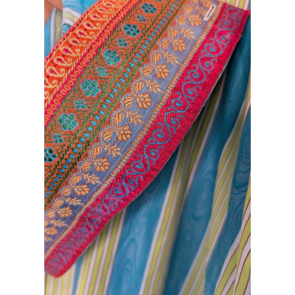 Robert Graham Blue Green Red Stripe Long Sleeve Flip Cuffs Como Button Up SZ XL - Picture 5 of 10